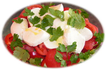 mozzarella, oliwa z oliwek, natka pietruszki